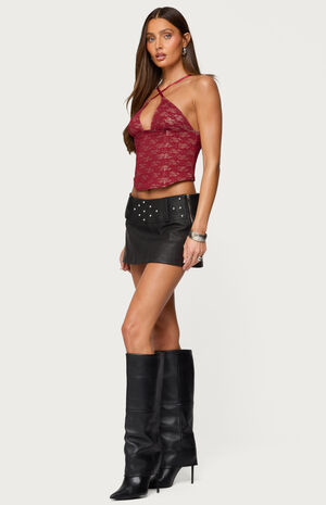Luella Studded Faux Leather Mini Skort image number 4
