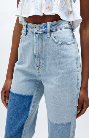 Eco Light Blue Patches Boyfriend Jeans image number 2