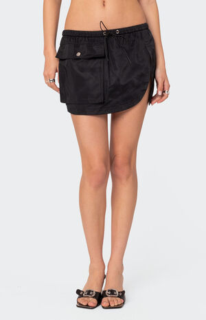 Keren Slitted Nylon Cargo Mini Skirt image number 2