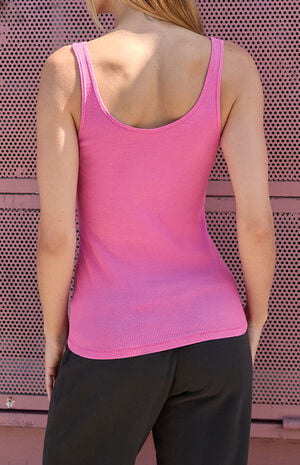 Pink Ribbed Amaya Tank Top image number 4