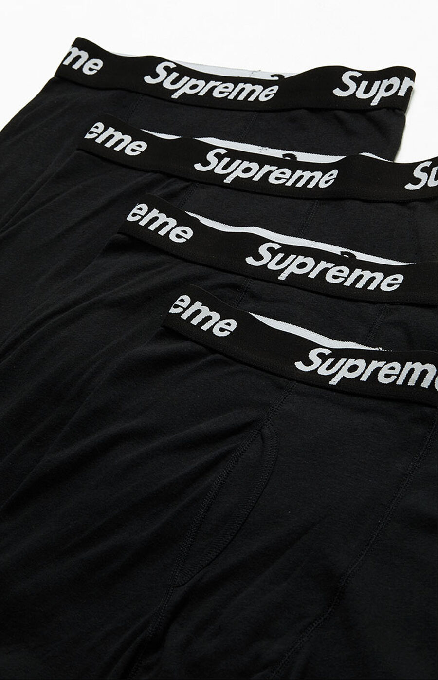 Supreme x Hanes 4 Pack Black Boxer Briefs Pacsun
