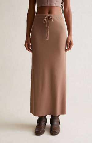 Ribbed Drawcord Maxi Skirt image number 2