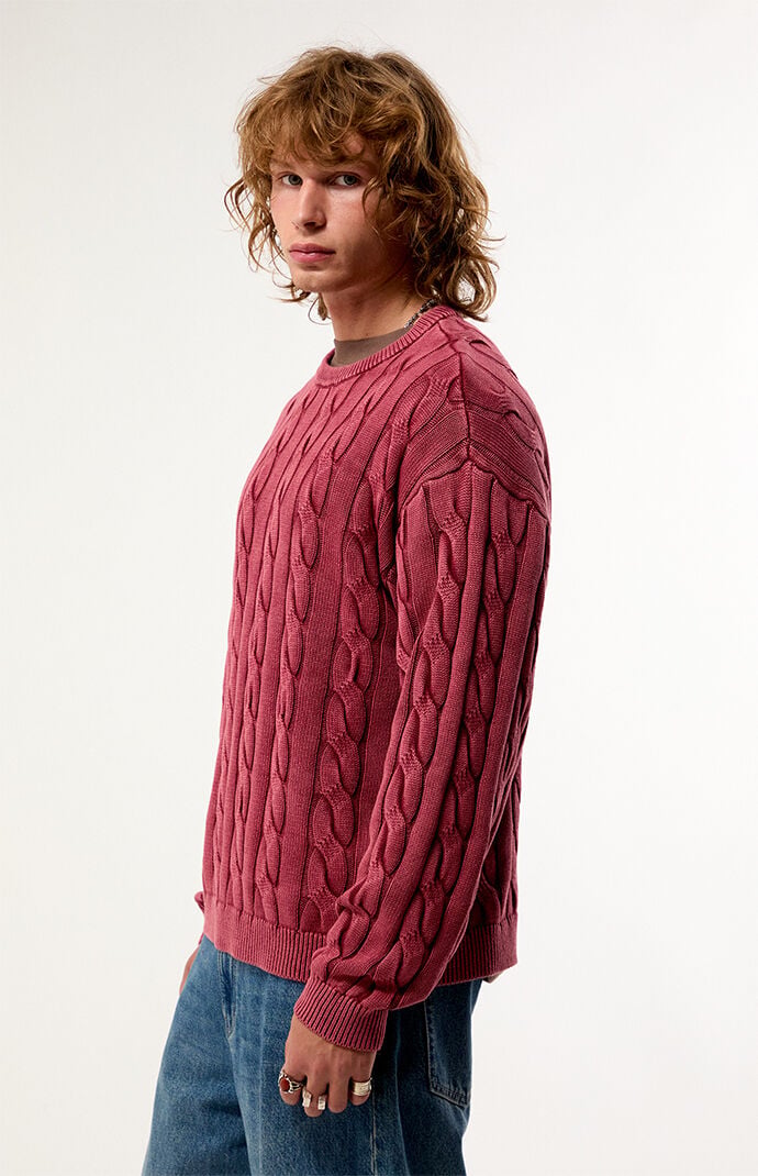 Pacsun Red Grandeur Cable Knit Sweater