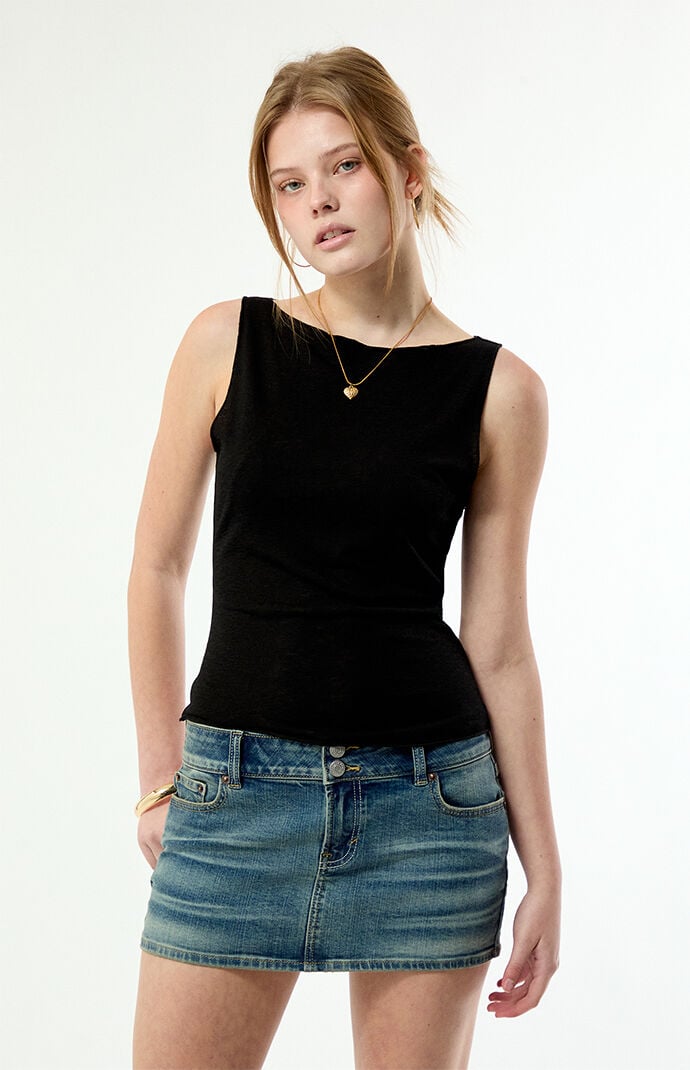 Beverly and Beck Maya Sheer Boat Neck Tank Top