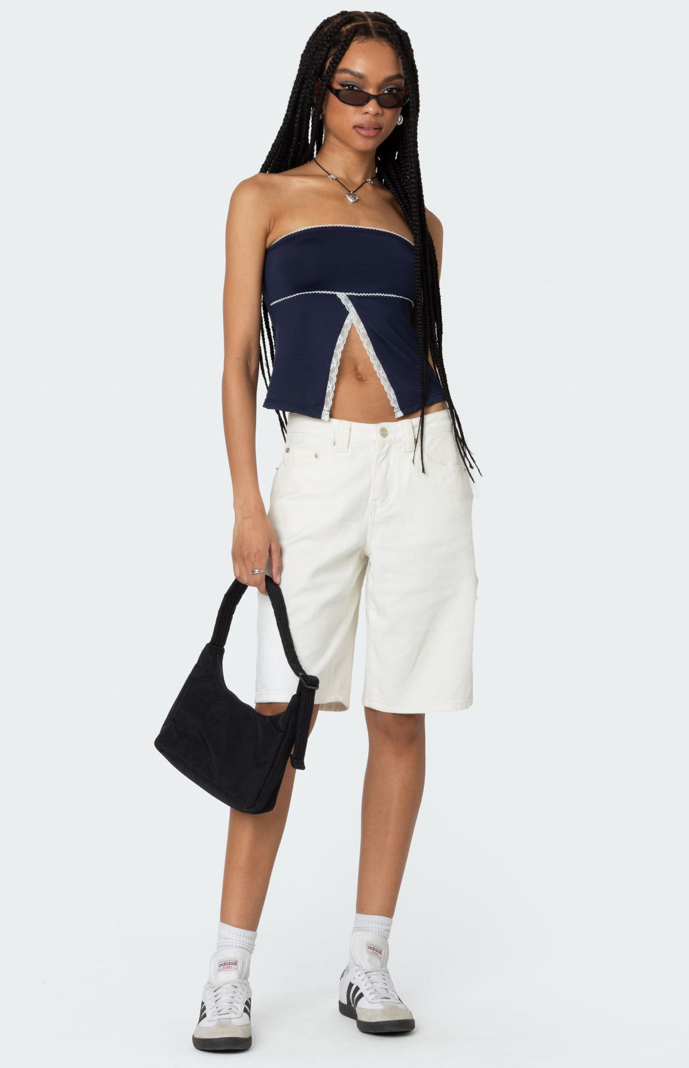 Edikted Lace Trim Split Front Tube Top | PacSun