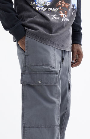 Dark Gray Baggy Ripstop Cargo Pants image number 4