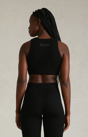 Women's Black Sport Sweater Knit Tank Top image number 4