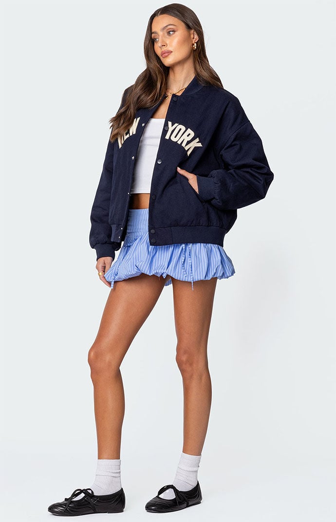 Edikted Big Apple Oversized Bomber Jacket | PacSun