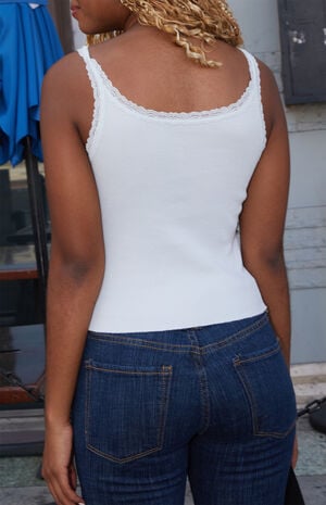 Light Blue Beyonca Lace Cropped Tank Top image number 3