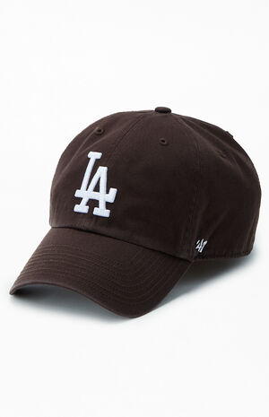 Brown LA Dodgers Strapback Dad Hat image number 4