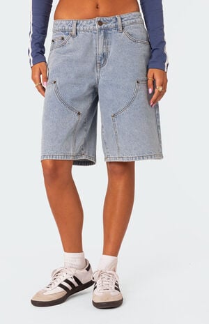 Jacqui Low Rise Denim Bermuda Shorts image number 3