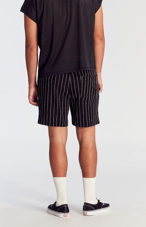 Black Stripe Linen Shorts image number 4