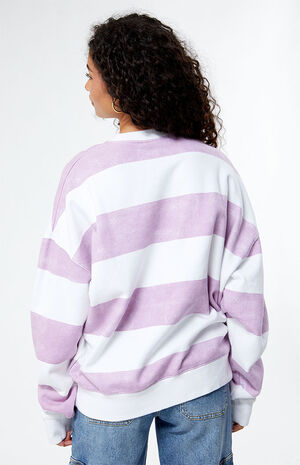 Striped Logo Oversized Crew Neck Sweatshirt image number 4