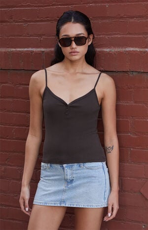 Brown Button Tank Top image number 1