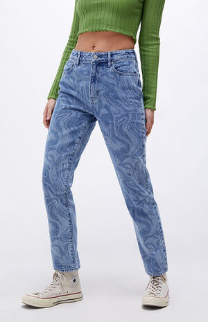 Eco Swirl Print Mom Jeans image number 3