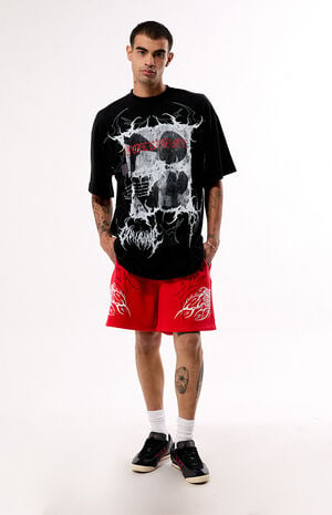 Red Thorn Of The Stem Sweat Shorts image number 5