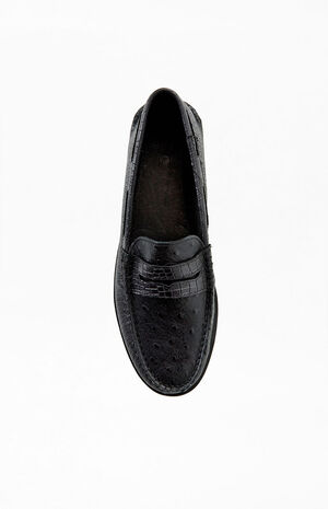 Black Eco Authentic Original Penny Double Sole Croc Embossed Loafers image number 5