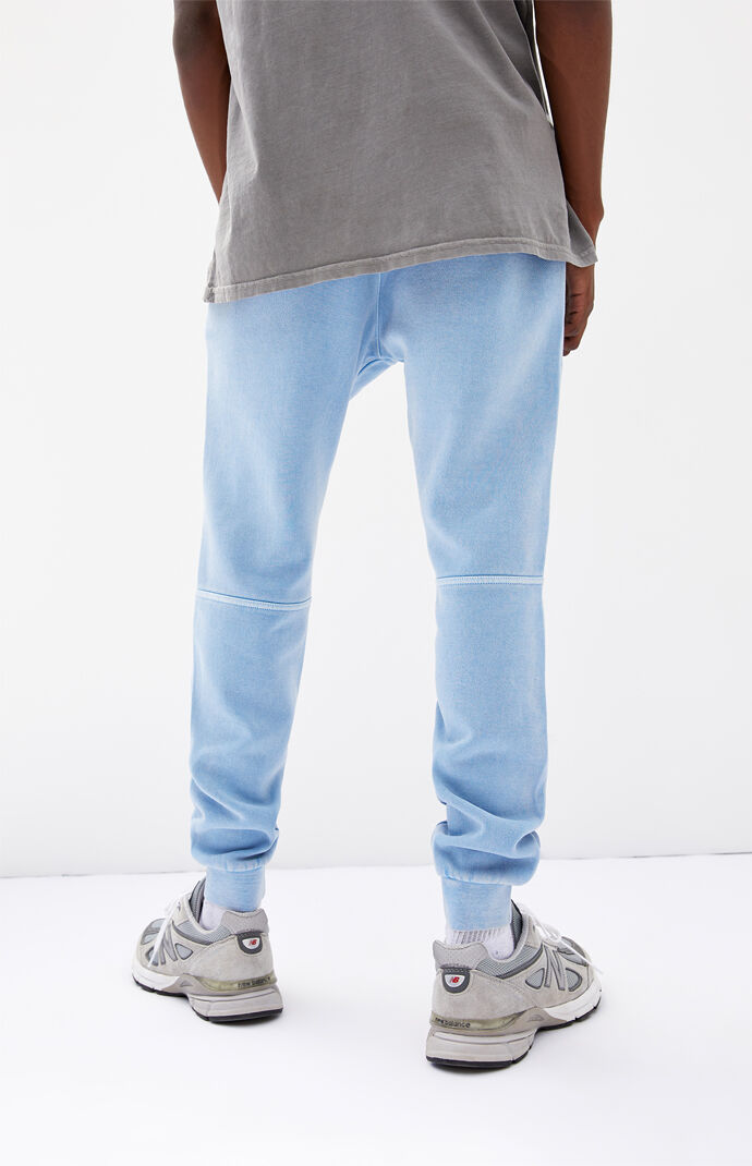 Blue Paneled Fleece Jogger Pants