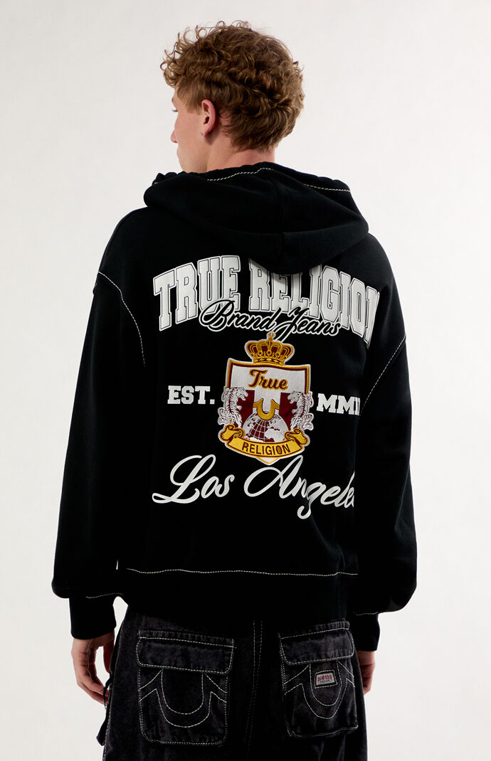 True Religion Crest Big T Zip Up Hoodie