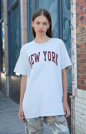 Light Gray Penelope New York Oversized T-Shirt image number 1