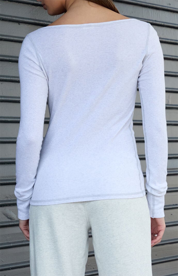 John Galt Melange Long Sleeve Henley Top