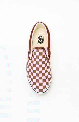 Brown Checkerboard Slip-On Shoes image number 5