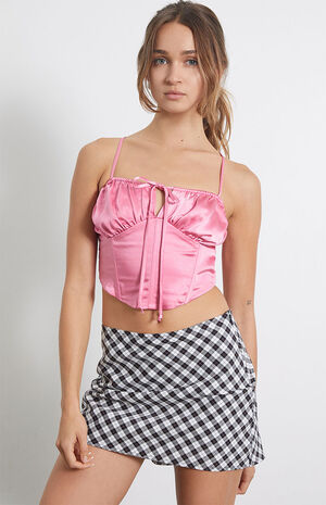 Tie Front Satin Corset Top image number 3