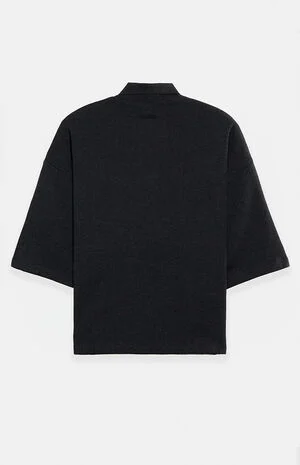 Iron Grey Heather Paneled Cropped Polo Shirt image number 2