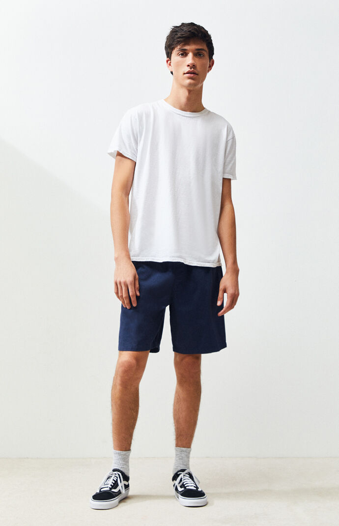 Blue Twill Drawstring Shorts