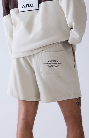 Cream Fleece Sweat Shorts image number 3