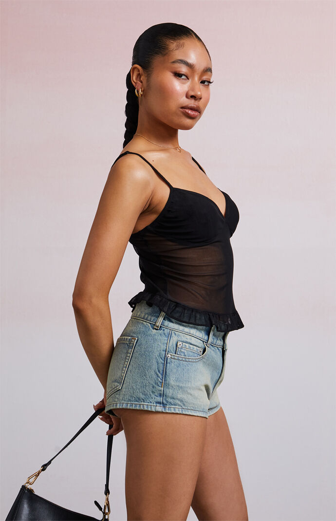 kiki Third Charm Kiki Mesh Sweetheart Ruffle Tank Top | PacSun
