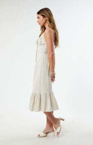 Linen Bustier Midi Dress image number 3