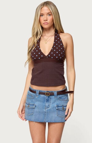 Ginny Mixed Polka Dot Halter Top image number 1