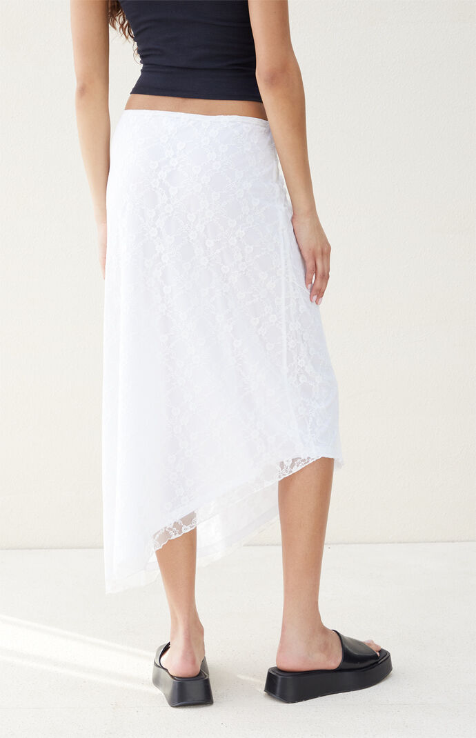 White lace tiered outlet maxi skirt