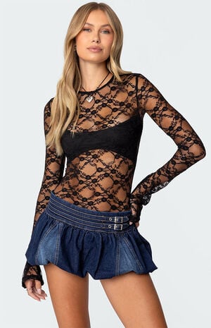 Colette Sheer Lace Bodysuit image number 1