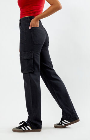 Black Cargo Dad Jeans image number 3