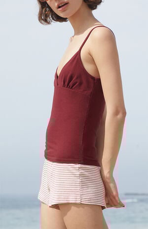 Burgundy Overlap Tank Top image number 2