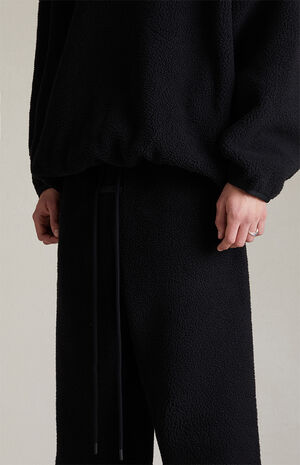 Jet Black Sherpa Polar Fleece Sweatpants image number 5