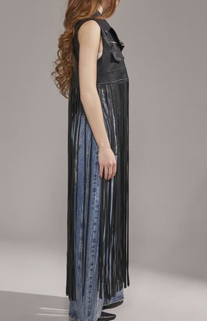 Arden Faux Leather Fringe Moto Vest image number 4