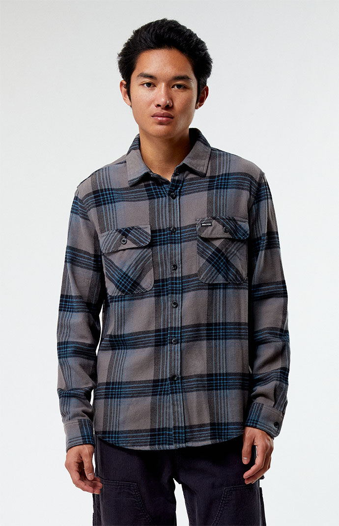 トップス Brixton Bowery Flannel Men's Bowery Long Sleeve Flannel in Black/Charcoal – Brixton
