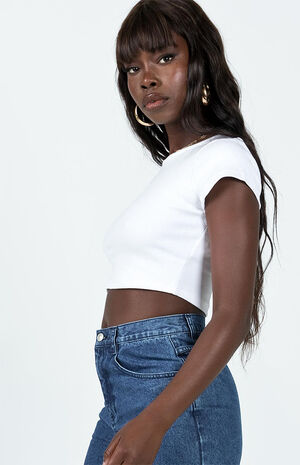 Organic White Classic Cropped T-Shirt image number 6