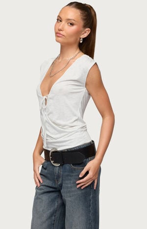 Front Tie Neck Wrap Top image number 2