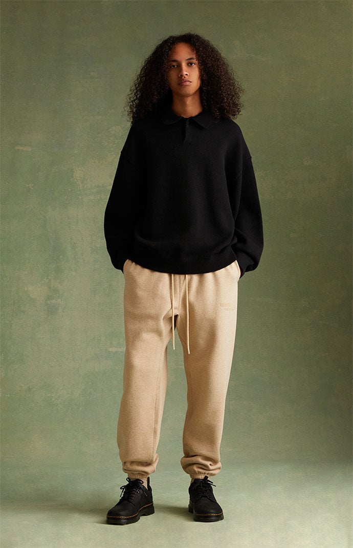Fear of God ESSENTIALS Jet Black Knit Polo Sweater