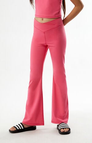 PAC WHISPER Active Hot Pink Crossover Flare Yoga Pants image number 2