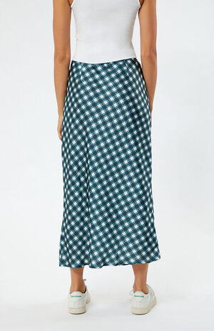 Plaid Satin Midi Skirt image number 4