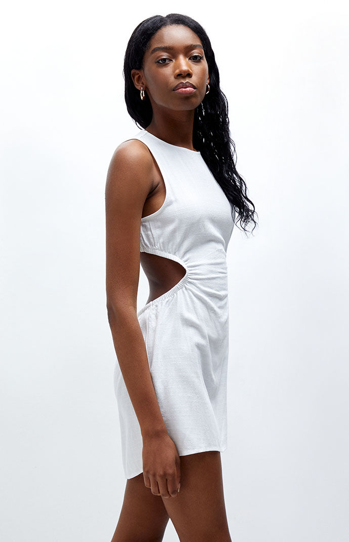 Kylie Cutout Side Linen Mini Dress | PacSun