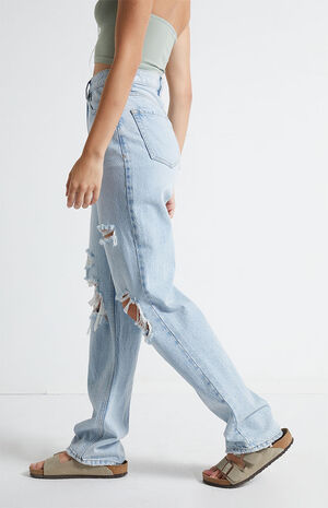 Light Blue Ripped '90s Boyfriend Jeans image number 3