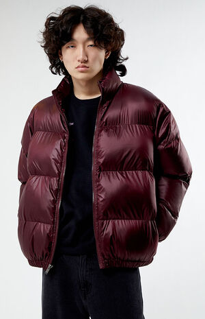 Burgundy Puffer Jacket image number 1