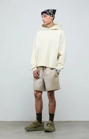 Light Gray&nbsp;Vintage Wash Heavyweight Raglan&nbsp;Cutoff&nbsp;Oversized Fleece Hoodie image number 6