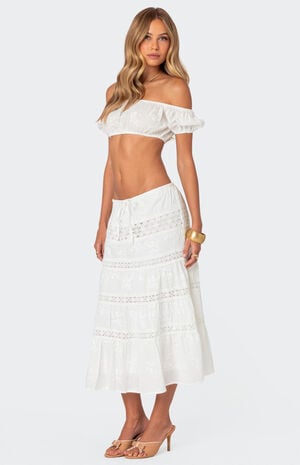 Skye Off Shoulder Eyelet Crop Top image number 3